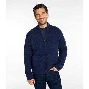 L.L. Bean Classic Ragg Wool Sweater Sz S Full Zip Flannel Lined